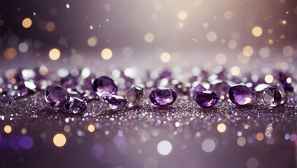 Pearl and amethyst abstract glitter confetti bokeh background, offering a delicate and ethereal ambiance.