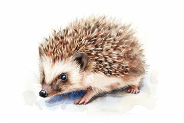 Fototapeta premium A cute watercolor painting of a baby hedgehog.