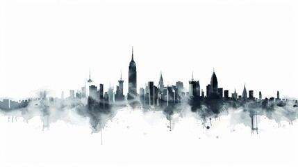 Fototapeta premium New York City skyline in a watercolor painting style.