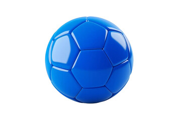 A blue soccer ball with a white background, transparent background