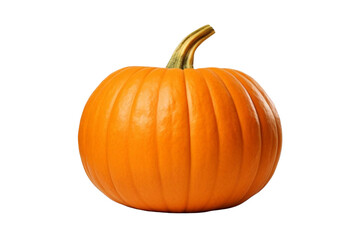A large orange pumpkin with a green stem, white background, transparent background