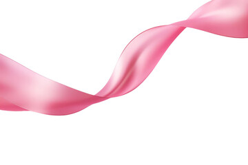 A long pink ribbon with a white background, transparent background