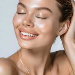 Obraz premium Skin care woman, product model, models simple photoshoot