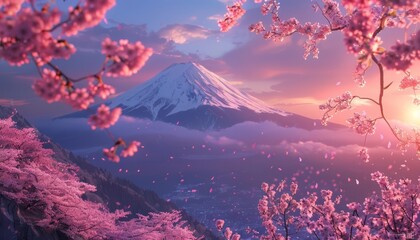 A beautiful landscape of Mount Fuji in Japan