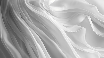 Elegant white satin fabric waving in soft curves