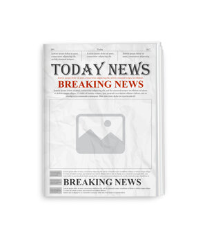 Newspaper layout. Breaking world news tabloid on newspaper. Realistic vector illustration.