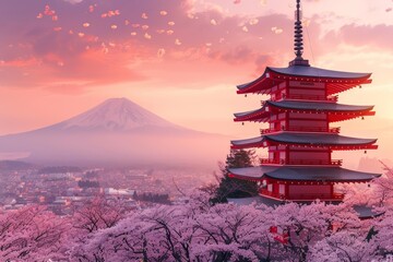 A beautiful landscape of Mount Fuji in Japan