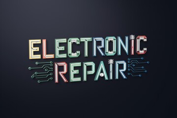 Fototapeta premium Electronic repair logo with colorful electronic components, AI