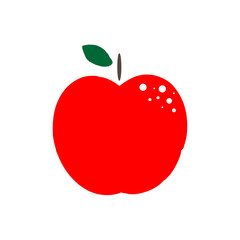 Fototapeta premium 葉つきの赤いりんごのイラスト red apple illustration