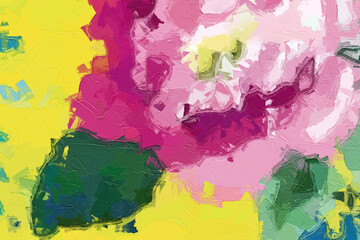 Oil paintings and various flowers, lotus leaves, fish, ponds, chrysanthemums, and leaves are beautiful