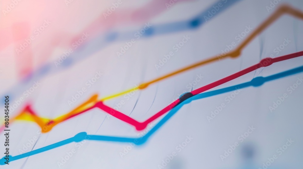 Poster close-up of a colorful line graph charting the progress of a business venture, illustrating success 