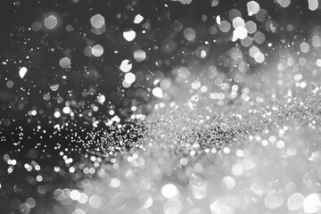 sparkling bokeh lights glittery particles bursting silver white background festive holiday celebration abstract digital illustration 