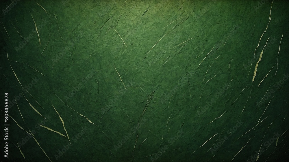 Poster dark green background illuminated by spotlight in center, creating vignette effect. surface textured