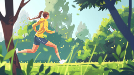 Girl running in the park