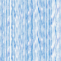 Indigo ikat dye stripe marled seamless pattern. Asian style wavy distort weave print in modern blue white.