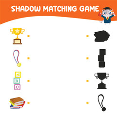 Matching shadow game for children. Find the correct shadow. Worksheet for kid. Printable activity page for kids. Learning Game. Vector file. 