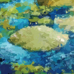 Oil paintings and various flowers, lotus leaves, fish, ponds, chrysanthemums, and leaves are beautiful