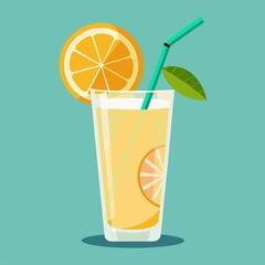 Art & Illustration, A raster image of a glass of lemonade on a colorful background.