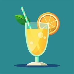 Art & Illustration, A raster image of a glass of lemonade on a colorful background.