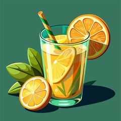 Art & Illustration, A raster image of a glass of lemonade on a colorful background.