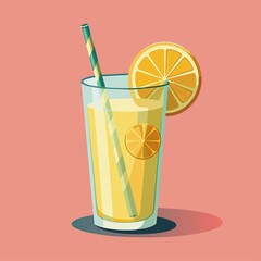 Art & Illustration, A raster image of a glass of lemonade on a colorful background.
