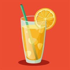 Art & Illustration, A raster image of a glass of lemonade on a colorful background.