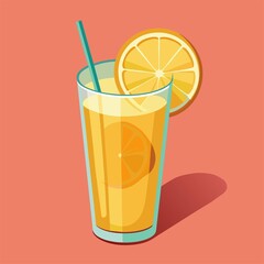 Art & Illustration, A raster image of a glass of lemonade on a colorful background.