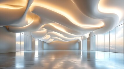 Cloud-filled ceiling enhances the room's surreal data encryption depiction. Concept Cloud Computing, Surreal Decor, Data Encryption, Room Design, Ceiling Inspiration