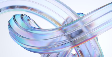 Abstract glass shape on light background, 3d render