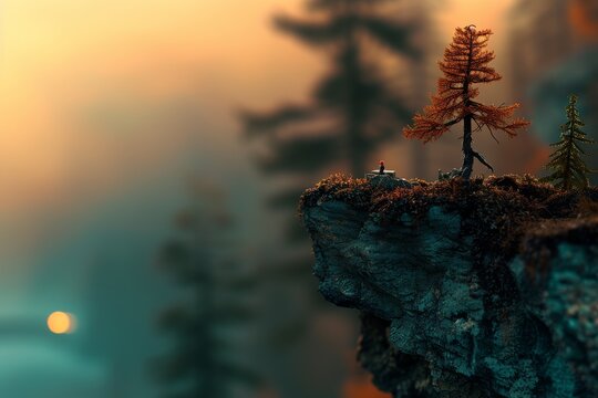 Small Tree Perched on Cliff