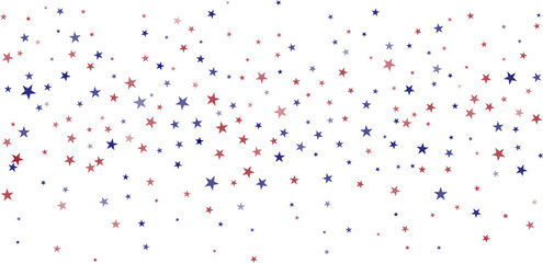 USA flag stars background, red and blue stars confetti horizontal border