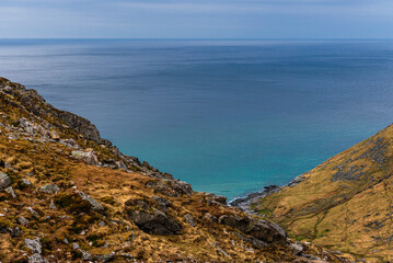 nature sceneries inside the Lofoten Islands, Norway, during the spring season