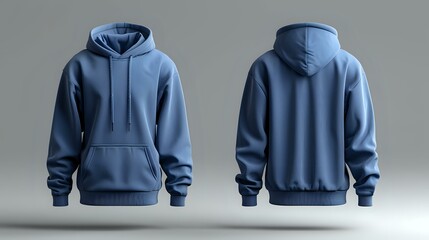 Relaxed Fit Royal Blue Hoodie with Ribbed Cuffs
