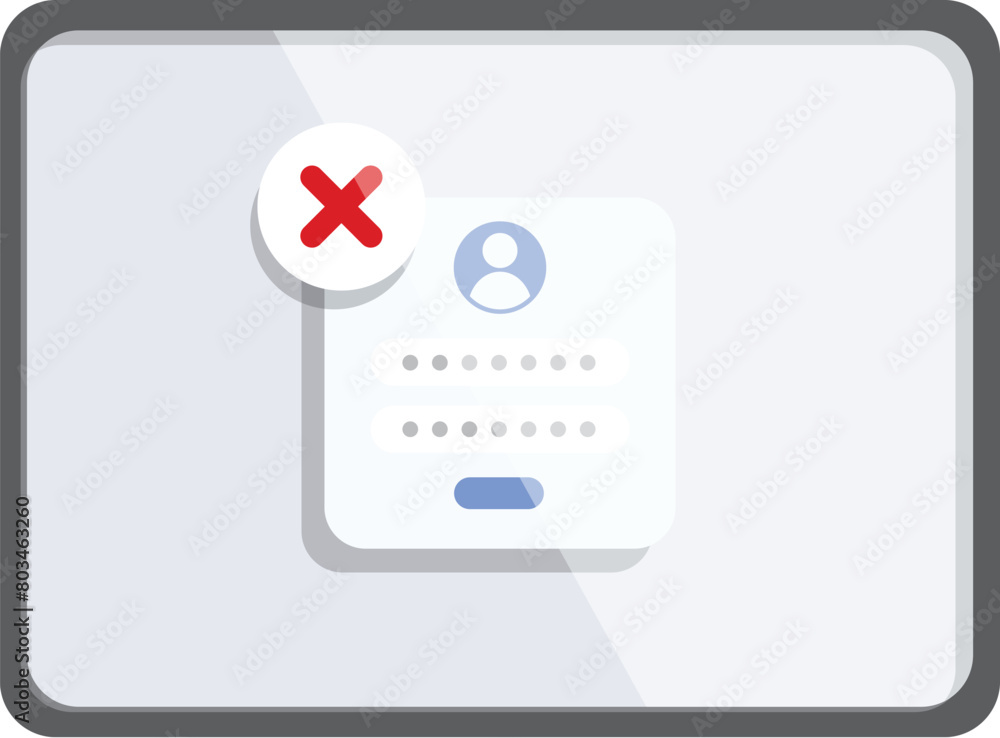 Poster user tablet denied access icon cartoon vector. information error. modern user