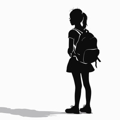 silhouette of a schoolgirl on a white background. Generative AI