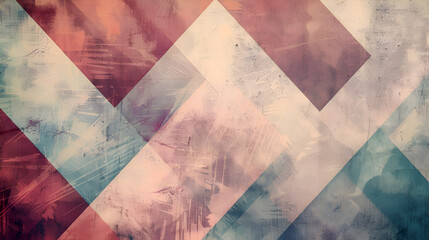 Aesthetic Pastel Abstract Geometric Forms Layered Over a Classic Grunge Background for Art and Design