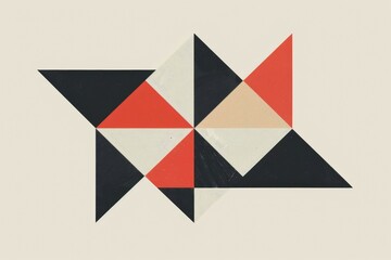 A colorful geometric design made up of triangles and squares. Risograph effect, trendy riso style