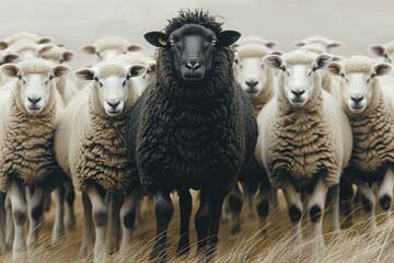 Black sheep. Backdrop with selective focus and copy space
