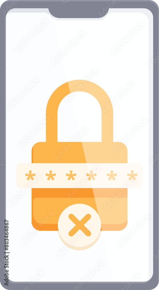 Poster locked password on phone icon cartoon vector. safety hardware. hacker render encryption
