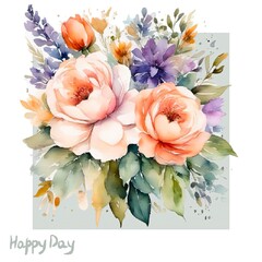 Watercolor flowers on a white background—a delicate and vibrant touch for invitations, greeting cards, or decor