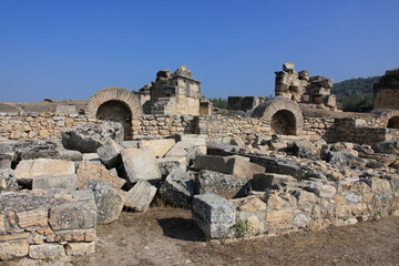 Ruins of ancient city Hierapolis near Pamukkale, Denizli, Turkey