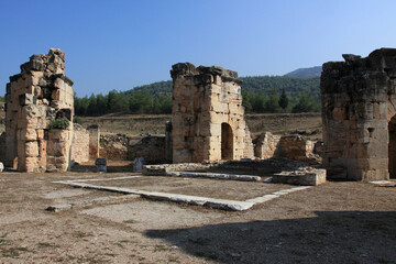 Ruins of ancient city Hierapolis near Pamukkale, Denizli, Turkey