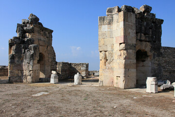 Ancient ruins of Hierapolis City near Pamukkale travertians, Denizli, Turkey
