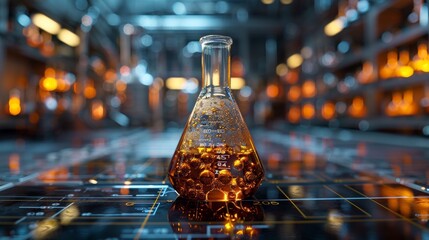 Futuristic laboratory with digital interface