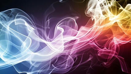 Vibrant and Abstract: Glowing Waves and Smoke on a Black Background. Concept Vibrant, Abstract, Glowing Waves, Smoke, Black Background