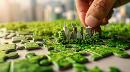 Building a greener future: miniature city among puzzles