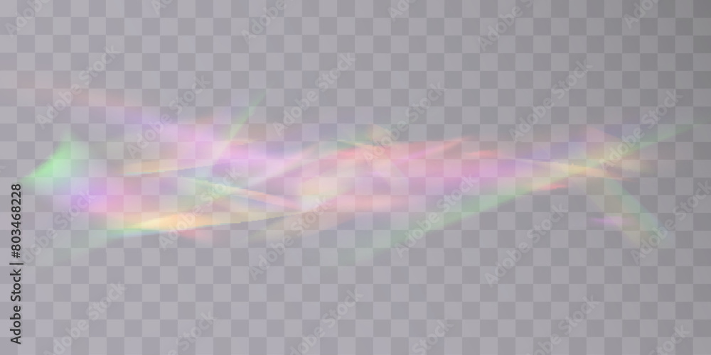Poster rainbow light. rainbow light refraction isolated on transparent background. vector