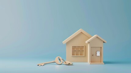 house model and house key with background