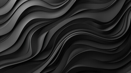 Obraz premium Black Geometric Waves and Swirls in a Minimalistic Design on an Aesthetic Black Background for Posters