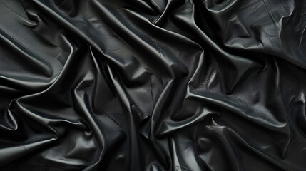 Fototapeta premium Black Leather Fabric Background, elegant and expensive black fabric texture